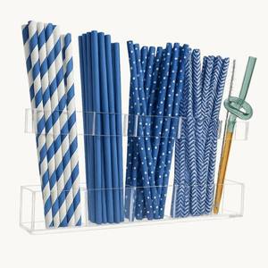 lot 29791 image: Upgraded 9.5 Acrylic Straw Holder for Cabinet Door Adjustable Two-Part Organizer, Clear Kitchen Storage with Strong Adhesive, Space-Saving, No Drilling, Renter-Friendly - Retail $4
