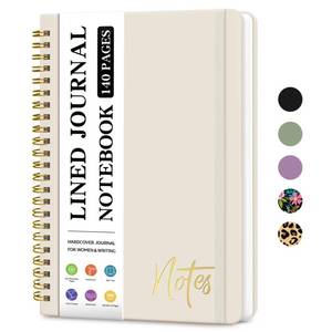 lot 29794 image: ZOTIA Lined Spiral Journal Notebook for Women, A5 College Ruled Journals for Writing, Hardcover Notebooks for Work, Note taking and Office School Supplies,140 Pages - Grey Beige - Retail $7
