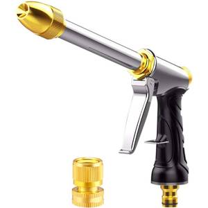 lot 29822 image: Upgrade Water Hose Nozzle Long Rod Garden Hose Nozzle Heavy Duty metal Brass sprayer 360° Rotaing spray gun for car wash, Plants and Lawn,Patio Gardening, Pets Shower Hose Nozzle  Quick Connector - Retail $24