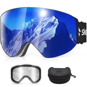 lot 29823 image: Snowalva Ski Goggles, Snowboard Goggles with 2 UV400 Anti-Fog Detachable Magnet Lenses for Men & Women Adult - Retail $27