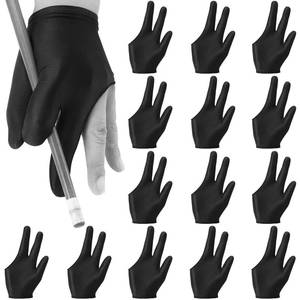 lot 29829 image: Neer Breathable Billiards Pool 3 Fingers Cue Gloves Nylon Table Pool Left Right Hand Universal Shooter Cue Sports Gloves for Women Men Indoor Game Kit Accessories, Black(15 Pieces) - Retail $10