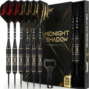 lot 29836 image: IgnatGames Steel Tip Dart Set - Brass Barrels with Tempered Steel Points, Aluminum Shafts, 16 GlideXPro Flights (Standard No. 2  Slim), Accessories, Giftable Case - Retail $31