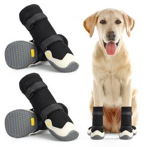 lot 29847 image: Dog Shoes for Hot Pavement Anti-Slip Dog Boots Waterproof Dog Shoes for Small to Large Dogs with Reflective Straps Pet Dog Boots for Hiking.4Pcs Soft Breathable Paw Protectors for Dogs