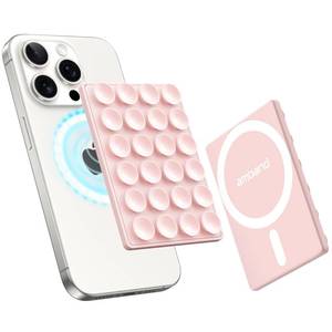 lot 31602 image: amBand Magnetic Suction Phone Mount for MagSafe Case, Silicone Octo Cup Buddy Sticky Grip Holder for iPhone, Removable Hands-Free SelfieVideo for TikTok Influencers, Women Gift, Light Pink - Retail $10