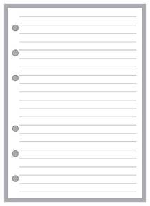 lot 31603 image: A6 Size Simple Lined Note Paper Planner Insert, Sized and Punched for 6-Ring Notebooks (4.1 x 5.8). This is A European Standard A6 Size. Your A6 May BE Different. Please See Images. - Retail $7