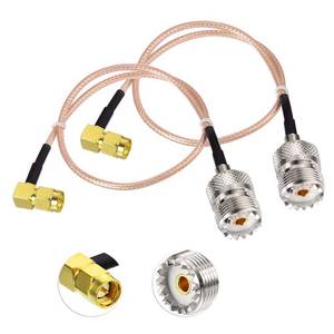 lot 31605 image: SUPERBAT SO239 to SMA Cable 12inch UHF Female SO-239 to SMA Male Cable Jumper Right Angle for CB RadioHandheld Radio AntennaWalkie Talkie etc 2-Pack - Retail $12