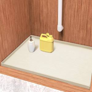 lot 31609 image: URMONA Waterproof Silicone Under Sink Mat 16 x 10 Shelf Liner for Kitchen and Bathroom, Cabinet and Counter Protector, Storage and Organizers, Litter Mat, Pet Cat Puppy Essentials(Cream) - Retail $13