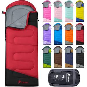 lot 44369 image: PTEROMY Sleeping Bags for Adults, Lightweight and Machine Washable, Water Resistant Backpacking Camping Sleeping Bag for Warm Cold Weather, Camping Essentials for Hiking Travel (Red, 1.35kg) - Retail $27