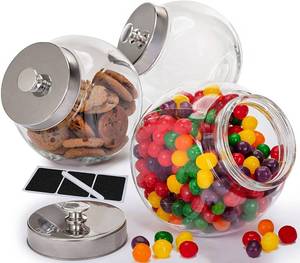 lot 44374 image: Glass Cookie Jars for Kitchen Counter (3 Pack) 75oz Food Storage Canisters with Airtight Lids  Marker & Labels, Coin & Penny Jar for Candy Buffet, Coffee, Laundry Detergent Holder - Retail $32