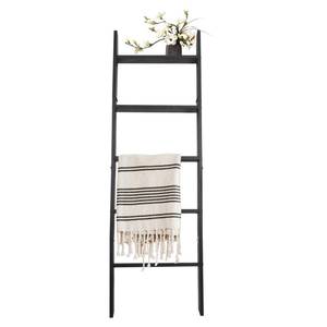 lot 44375 image: HYBDAMAI 5-Tier Blanket Ladder 4.8 Ft Wall Leaning Quilt Rack, Farmhouse Blanket Storage for Living Room, Bedroom & Bathroom Rustic Decorative Wooden Towel & Quilt Holder, Easy to Assemble - Retail $36