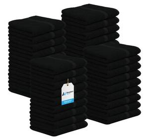 lot 44379 image: Avalon Towels Cotton Washcloths (Pack of 36) Size 12x12 Inches, 100% Ring Spun Cotton, Soft & Absorbent Face Towels, Gym Towels, Hotel and Spa Quality, Reusable Fingertip Towels (Black) - Retail $24
