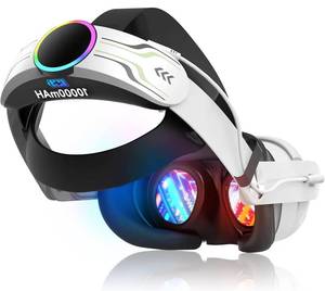 lot 44390 image: RGB Head Strap for OculusMeta Quest 33s Head Strap with Battery 10000mAh Pack for Extended 8 Hrs of Playtime, Fast Charging VR Power, Adjustable Elite Strap Enhanced Support and Balance in VR - Retail $50