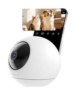 lot 44393 image: Noorio 4K Security Indoor Camera, 5GHz WiFi Security Camera, PetDogBaby Camera with Phone app, 360 Pan-Tilt, Night Vision, HumanPet Auto Tracking, Works with Homekit, T120 - Retail $33