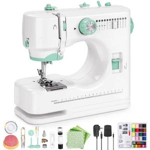 lot 44396 image: Uwyriwooq Sewing Machine for Beginners, Mini Sewing Machine with Sewing Kits, Electric Portable Sewing Machine with Full Featured, Built-in 12 Stitches, Twin Needle - Retail $66