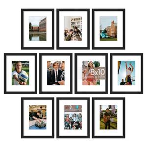 lot 44397 image: upsimples 8x10 Picture Frame Set of 10, Display Pictures 5x7 with Mat or 8x10 Without, Multi Photo Frames Collage for Wall or Tabletop Display, Black - Retail $23