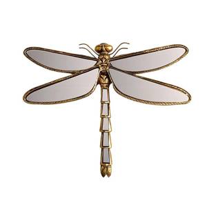 lot 44399 image: GSPIM Dragonfly Wall Mirror Decor, Butterfly Art Wall Mirrors, Retro Gold Resin Decorative Wall Mirror, Creative Home Decoration for Living Room Bedroom (Dragonfly) - Retail $36