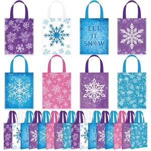lot 44413 image: Photect 32 Pieces Snowflake Party Favors Bags Bulk with Handles Winter Reusable Non Woven Gift Bags Winter Treat Goodie Candy Pouches for Snowflake Birthday Baby Shower Holiday Party Supplies - Retail $20