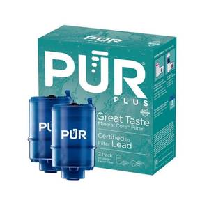 lot 44450 image: PUR PLUS Faucet Mount Replacement Filter 2-Pack, Genuine PUR Filter, 3-in-1 Powerful, Natural Mineral Filtration, Lead Removal, 6-Month Value, Blue (RF99992) - Retail $27
