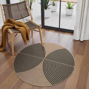 lot 44466 image: Lahome Enfys Modern Rainbow Round Rug, 3ft Small Washable Circle Carpet Natural Indoor Outdoor Patio Front Porch Rug, Farmhouse Non Slip Non Shedding Contemporary Round Mat for Entryway - Retail $29