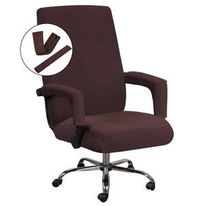 lot 44981 image: H.VERSAILTEX Office Chair Cover- Large Removable Computer Cover for with Zipper Universal Rotating Desk High Back Seat Washable Protector Pets,Brown - Retail $21