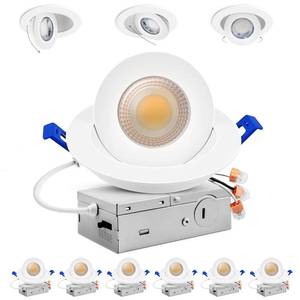 lot 44988 image: Adetu 4 inch 5CCT Gimbal Led Recessed Lights, 360°90° Adjustable Directional Recessed Lighting, 2700K3000K3500K4000K5000K Dimmable Retrofit Eyeball Can Lights with Jbox, ETL(White, 6 Pack) - Retail $68