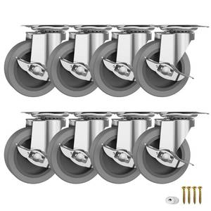 lot 44997 image: BOSGEOT 3 Inch Caster Wheels, Casters Set of 4, Heavy Duty Casters with Brake, Locking Castors with Rubber Wheel Plate Swivel Caster Wheels for Furniture Cart and Workbench,Pack of 8 - Retail $26