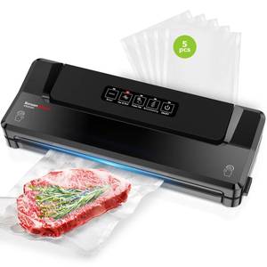 lot 22036 image: Bonsenkitchen Vacuum Sealer Machine  Compact Food Sealer for Kitchen Storage & Meal Prep  Multiple Modes  External Vacuum System  5 Bags, Black - Retail $32