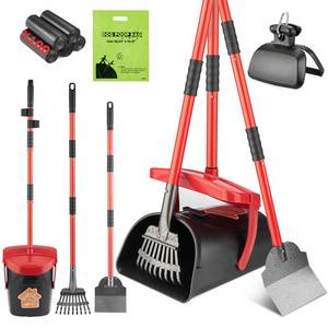 lot 22055 image: HUZSV Pooper Scooper with Swivel Bin-Heavy-Duty Metal Rake & Spade, Portable Poop Scooper,Includes 100 Waste Bags, Easy to Clean, Perfect for Grass Dirt or Gravel,Ideal for Small Medium Large Dogs - Retail $28