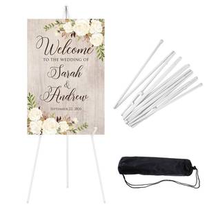 lot 22073 image: JEAWIWI 1PCS White Easel Stand for Wedding Sign Stand, 66 Inches Lightweight Adjustable Art Poster Board Stand for Display Wedding Welcome Sign, Metal Easel Stand for Painting with Portable Bag - Retail $17