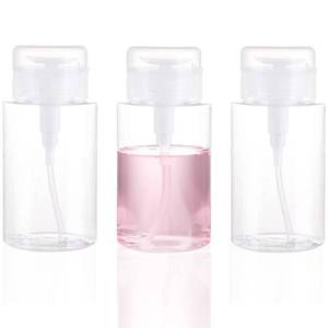 lot 22076 image: 3 Pack Push Down Pump Dispenser Empty Push Top Bottles Containers for Nail Polish Makeup Remover Micellar Water Facial Toner 6.7oz200ML - Retail $7