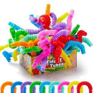 lot 22082 image: JOYIN 18 Pack Pop Tubes, Sensory Toys (Small) Fidget Toys Party Favors - 9 Colors, Creativity Learning & Fun for Toddler Kids - Perfect for Prizes Goodie Bags, Classroom School Reward - Retail $7