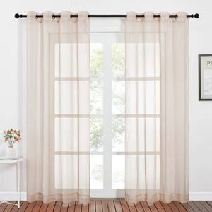 lot 22090 image: NICETOWN Taupe Sheer Curtains 96 inches Long, Grommet Voile Textured Airy Sheer Window Treatments Elegant & Chic for BedroomLiving Room, W54 x L96, 2 Panels - Retail $20