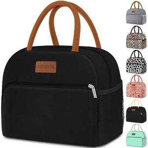 lot 22095 image: Coobiiya Lunch Box Lunch Bag for Women Men,Reusable Cute Lunch Pail bag,Leakproof,Insulated LunchBox Tote Compact 10L, Cooler Lunch Container for Work Travel Office (Black) - Retail $8