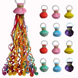 lot 22096 image: 12Pack Hand throw Streamer Poppers 6 Color Mix No Mess Confetti Poppers Party Poppers No Mess Streamers Easy to Clean Ideal for Celebrations Birthday and Festival - Retail $10