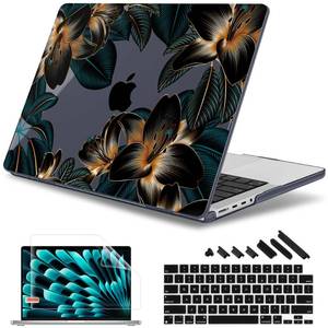 lot 29858 image: May Chen for 2026 MacBook Pro 14-inch M5 M4 M3 M2 M1 ProMax Chip, Release 2026 2025-2021, Model A3427 A3426 A3434 A3112 A3401 A3185, Plastic Hard Shell with Keyboard Cover, Golden Lilies Flowers - Retail $27