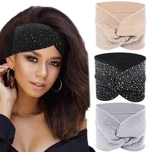 lot 29859 image: Sliverdew Sparkly Head Wraps for Black Women, 3 Pcs Crystal Wide Headbands Bling Fancy Head Scarf Turban Stretchy Hair Bands African Elastic Hair Accessories - Retail $9