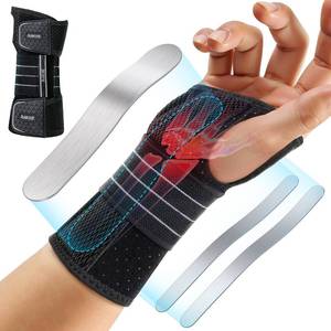 lot 29884 image: Rakiie Carpal Tunnel Wrist Brace - Ergonomic Night Support with 3 Metal Splints for Arthritis & Tendonitis Relief, Breathable Hand Splint Stabilizer for Men Women (Right Hand, Gray, Medium) - Retail $10