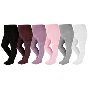 lot 29885 image: EPEIUS Baby Tights Infant Girl Seamless Cable Knit Leggings Solid Cotton Stockings Footed Pants for 3-6 Months,6 Pair Pack,BlackWhiteGreyPurpleBrownPink - Retail $25