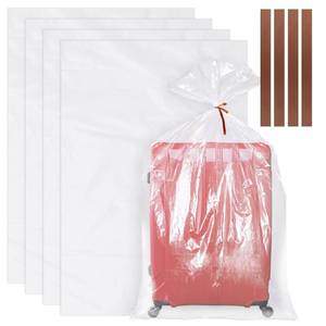 lot 29893 image: 4 Pack Large Clear Plastic Bags, 40 x 60 Moistureproof Dustproof Large Storage Bags, Reusable Giant Extra Luggage Storage Bags for Luggage, Suitcase,Furniture, Chair, Kids Bike (Include 4 Ties) - Retail $8
