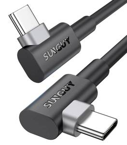 lot 29900 image: SUNGUY USB C to USB C Right Angle Cable 0.5FT, 2Pcs 60W Short Fast Charging 90 Degree USBC to USBC Cable Compatible with iPhone 17 16 15 Pro Max, MacBook Pro, iPad Pro, Galaxy S25S24 - Retail $7