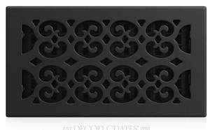 lot 31617 image: Decor Grates Metal Classic Decorative Air Vent Cover 6x12 Floor Register Adjustable Control Lever AC Floor Vent Covers for Home Floor Vents Fits 6 x 12 Inch Opening Textured Black (STH612) - Retail $8