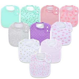 lot 31653 image: Hakochia Waterproof Baby Bibs Organic Cotton Soft Absorbent Baby Bandana Drool Bibs With Adjustable Snaps for Girls Teething and Drooling 3-36 Months - Retail $17