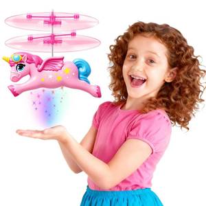 lot 45015 image: Bloolilies Flying Unicorn Toys for Girls, Magic Flying Fairy Toy Rc & Hand Controlled Unicorn Mini Drone Helicopter Toy with LED Light for Girls Age 6 7 8 9 10 11 12 Years Old Birthday Gift for Kids - Retail $17