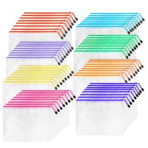 lot 45026 image: 64pcs A4 Mesh Zipper Pouch Bags, Mesh Bags with Zipper Bulk, Pouches for Organization, Clear Storage Bags for Classroom, Travel, Office, Board Game - Retail $37