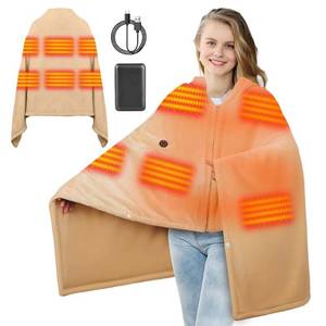 lot 45028 image: Heated Blanket Battery Operated 5V 10000mAh Battery 62 x 35 Portable Heated Shawl Wraps for Women Men Cordless Rechargeable Heated Blanket 3 Heating Settings 6 Heating Zones(Khaki) - Retail $40