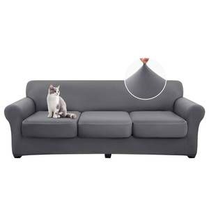 lot 45046 image: hyha 4 Pieces Couch Covers for 3 Cushion Couch, Sofa Covers Washable Soft Sofa Slipcovers, Stretch Couch Covers for Dogs, Furniture Protector with Elastic Straps (Sofa, Dark Gray) - Retail $30