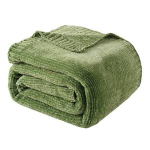 lot 45048 image: BATTILO HOME Chenille Knitted Throw Blanket for Couch, Spring Summer Green Throw Blanket for Home Decor, Decorative Cozy Soft Moss Green Blankets for Bed Sofa Couch Living Room, 51x67 - Retail $34