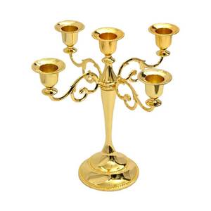 lot 45067 image: Gold Candelabra Candlestick 10.2 Inch Tall Metal Candle Holders Classic 5-arms Polished Taper Candle Holder Centerpieces for Home Decor Dining Tables Wedding Church Christmas Holiday Events - Retail $9,343