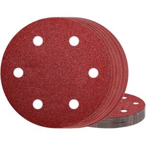 lot 45068 image: Awutzut 9 Inch 6 Hole Sanding Discs 406080120150240 Assorted Grit Hook and Loop for Drywall Sander (30 PCS) - Retail $19
