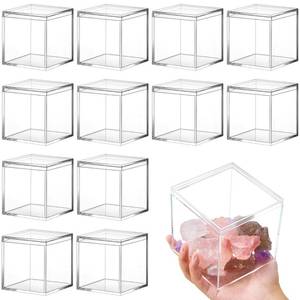 lot 45069 image: Juexica 12 Pcs Clear Acrylic Box with Lid Plastic Small Acrylic Boxes Decorative Storage Box Jewelry Display Mini Clear Container for Home Candy Pill Tiny Jewelry(Square,3.3 x 3.3 x 3.3) - Retail $28